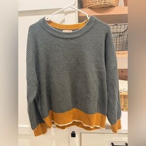 Skies Are Blue sweater Green and Mustard Color Block Sweater